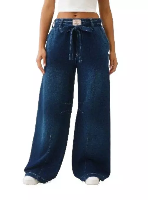 True Religion Women's Washed Indigo Barrel Pants